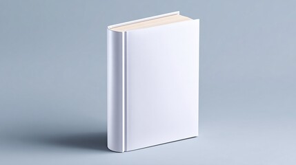 Minimalist white book standing on a soft background, symbolizing creativity and imagination