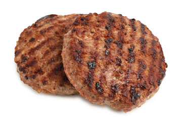 Naklejka premium Delicious grilled meat patties isolated on white