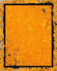 Textured orange canvas with a distressed black frame, evoking a rustic artistic vibe