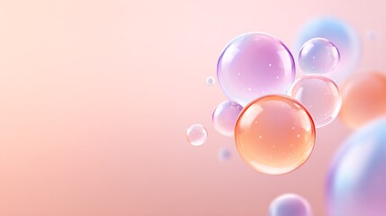 Whimsical bubbles floating gracefully against a soft pastel background, creating a dreamy atmosphere.