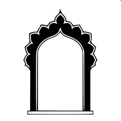 Traditional decorative arch outline vector, floral pattern top crown, pillar stand base, Indian wedding mandap style