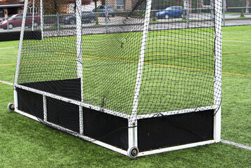 Field hockey net on field