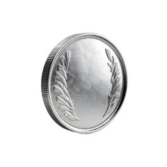 realistic silver coin on the white background high quality