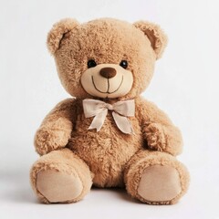 Obraz premium Brown teddy bear sitting on a white background in a simple setting with no other objects or distractions around it
