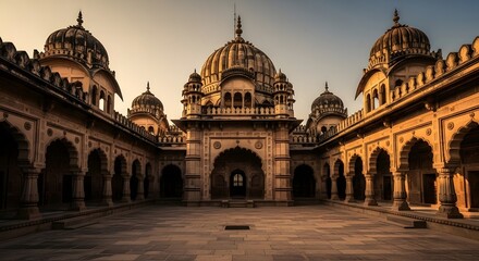 Obraz premium Historic Indian Palace or Temple Courtyard Featuring Intricate Mughal Architecture