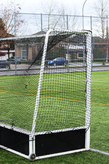 Field hockey net on field