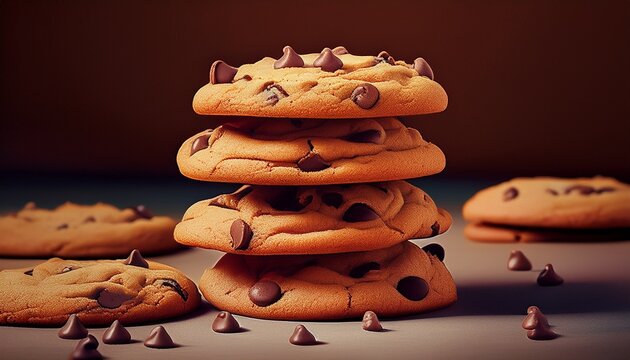 freshly baked chocolate chip cookies stack minimalist poster for national cookie day celebration