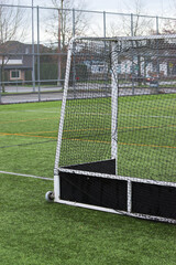 Field hockey net on field