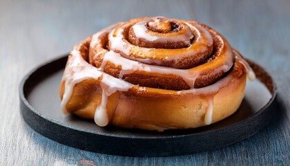 Fototapeta premium delicious glazed cinnamon roll pastry
