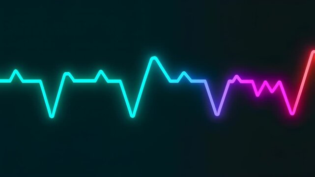 A neon line graph showing colorful sound waves against a black backdrop