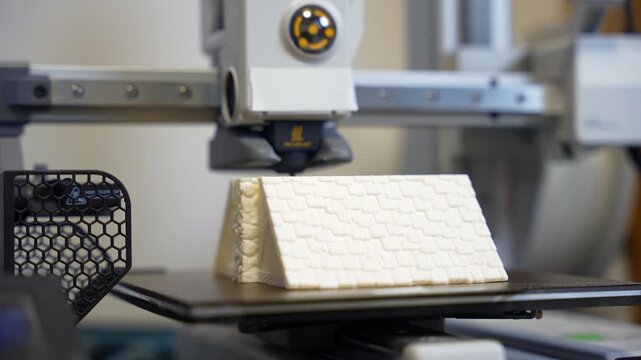 3D printer working on a high-precision model with plastic material for printing a toy