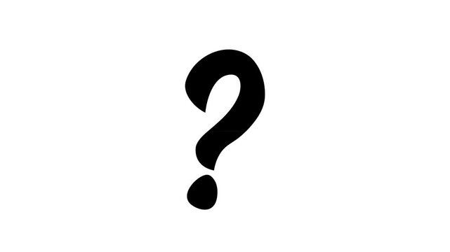Question mark and exclamation point animation, minimalist FAQ and support icons on a white background,
