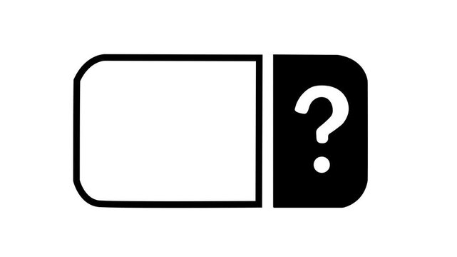 Question mark help button animation, black and white minimalist support icon on white background