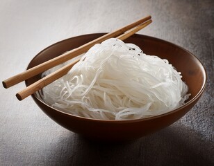 shirataki konjac noodles tagliatelle in a bowl with chopsticks low calories diet without carbs