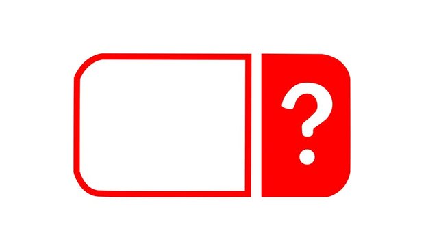 Modern split-screen box animation with bold question mark icon, motion graphic