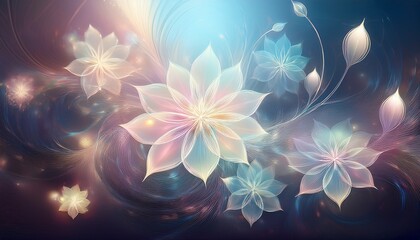 soft light abstract fractal background with flowers