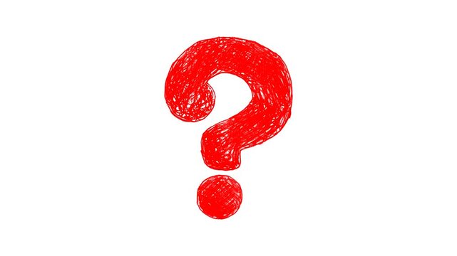 Red question mark animation, bold curiosity, uncertainty, and problem-solving concept
