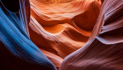waves of color and texture in a narrow canyon formed by erosion abstract textured earth tones background