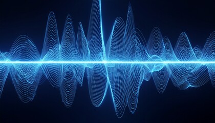 sound wave and audio technology concept blue futuristic digital style 3d render