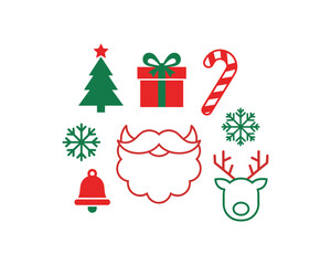 Naklejka premium Christmas Tree, Santa, Reindeer, Gifts, and Snowflakes - Vibrant Graphic Design for Seasonal Celebrations