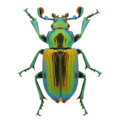 Colorful beetle with intricate patterns and transparent background