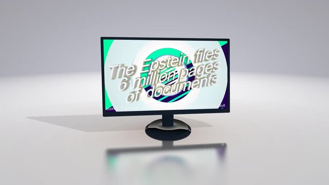 News Broadcast On Screen The Epstein Files Six Million Pages Of Documents In A Digital Display