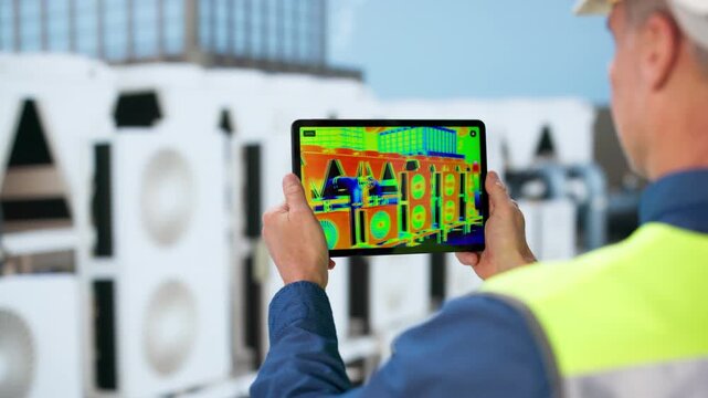 Male Engineer Using Thermal Camera In Factory