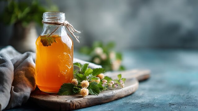 Homemade Herbal Infusion with Fresh Flowers