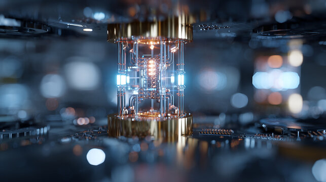 Quantum Computing Revolution: Advanced Nanotechnology Breakthrough in Futuristic Blue Light Laboratory
