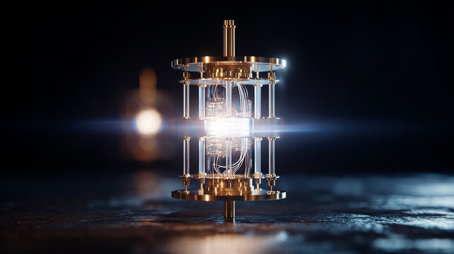 Futuristic Quantum Technology Innovation: Abstract Sci-Fi Design with Luminescent Circuitry and Digital Precision