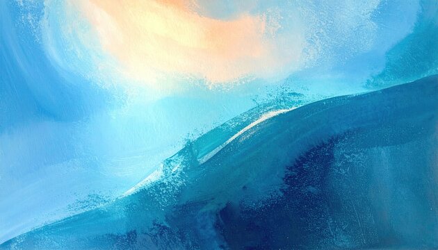 Abstract brushstrokes swirl with bright light and deep blue hues
