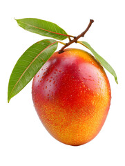 mango fruit witha leaf isolated on white