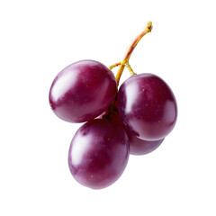 a close up shot using f 18 of a single levitating shiny purple grape with a stem isolated in white background sharp focus of the grape The grape is Appetizing fresh hi