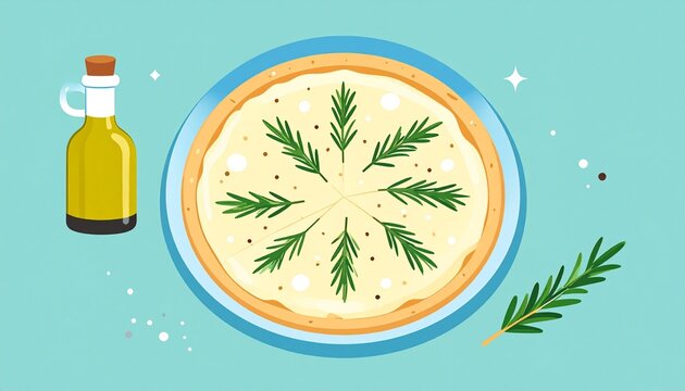 Italian Pizza Bianca White Pizza with Olive Oil. Traditional Italian Pizza