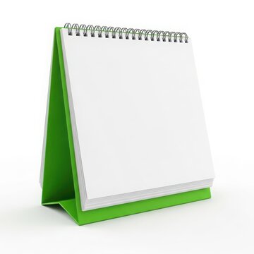 Blank green notepad on white background