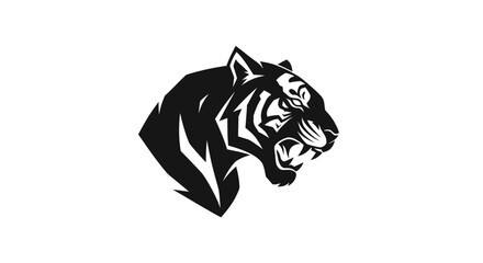 Obraz premium Black and white tiger head silhouette