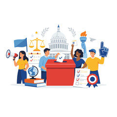 Civic engagement and voting process illustration