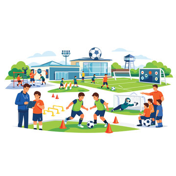 Youth soccer training session at a sports facility