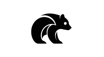 Obraz premium Black bear silhouette on white background