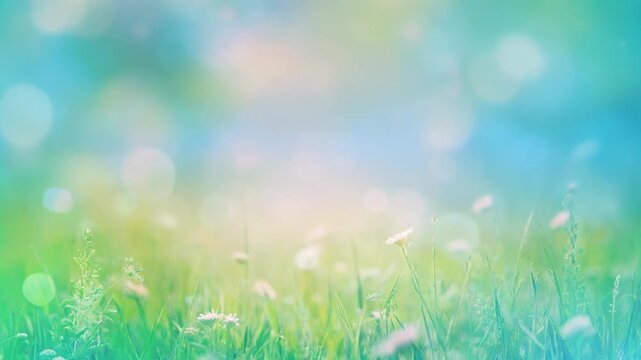Dreamy Spring Meadow with Wildflowers and Bokeh Generative AI
