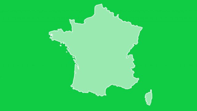 France map glow outline animation green background