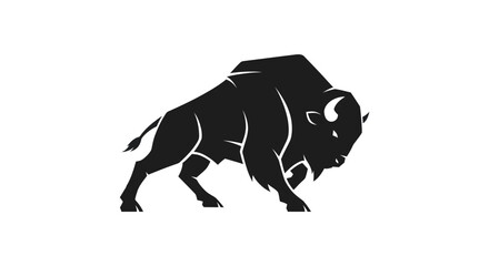 Black bison silhouette on white background © Luwak