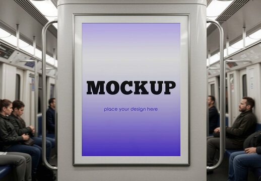 Subway Train Interior Poster Mockup
