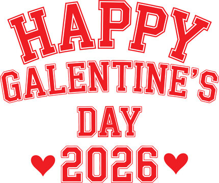 Happy galantines day 2026 greeting with hearts