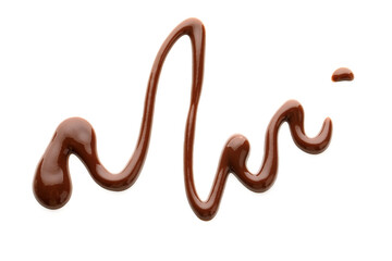 Swirl of tasty melted chocolate on white background