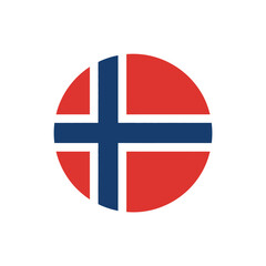 Fototapeta premium The Norwegian flag is displayed in a circular shape on a white background