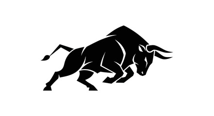 Black bull silhouette on white background