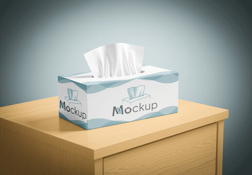 Tissue Box On A Bedside Table Mockup