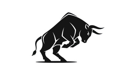 Black bull silhouette on white background