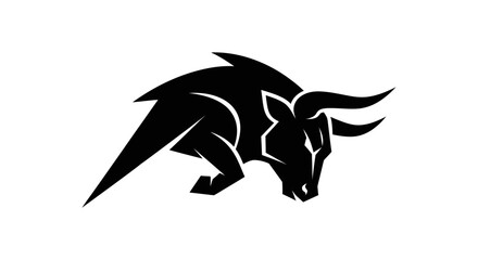 Obraz premium Black bull silhouette on white background